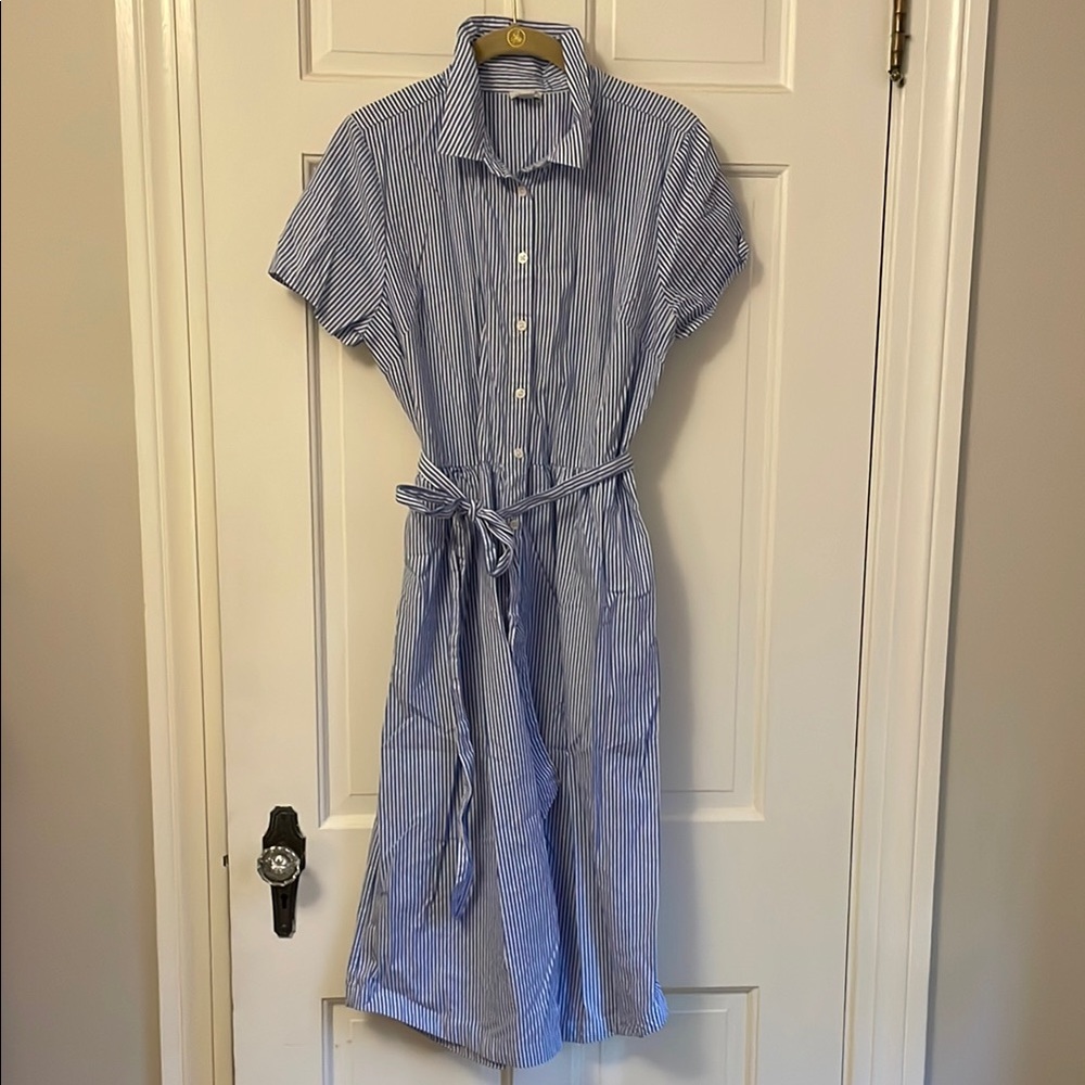 J. Crew Factory Blue Striped Shirt Dress
